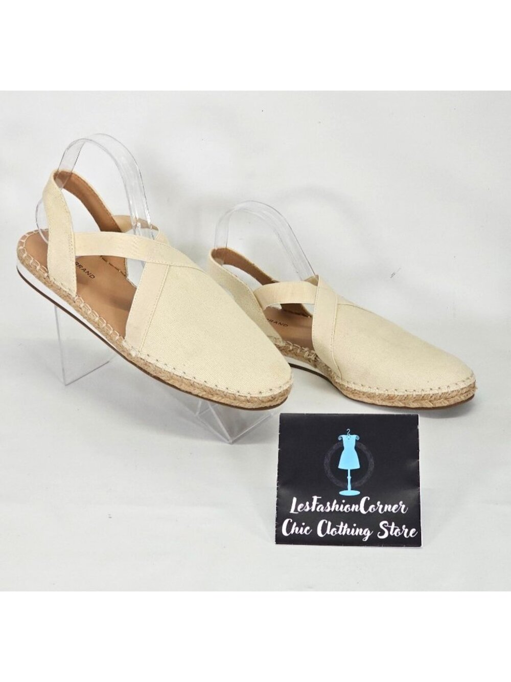 NWOB Lucky Brand Rifka Women's Espadrille Flats Beige Canvas Slip-On Sz 10 058 - Picture 4 of 14
